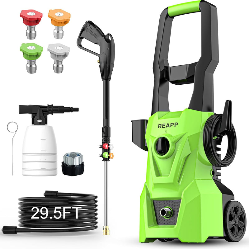 Electric high-pressure cleaning machine, foam sprayer, 4 quick-connect high-pressure nozzles, 2400 pounds/square inch 2.4 gallons/minute powerful cleaning machine, high-pressure cleaning equipment for W2