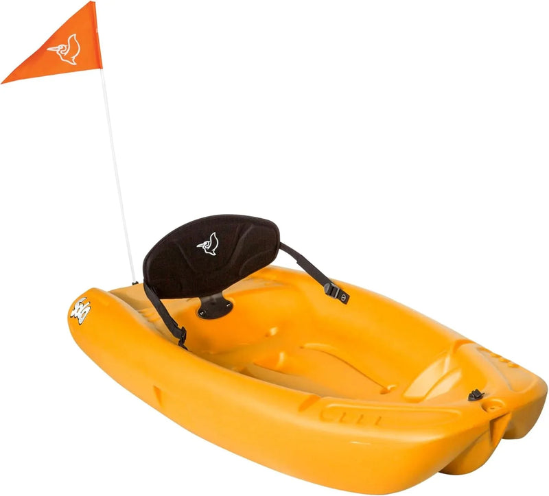 Pelican Solo EVO DLX - Kids Sit on top Kayak with Paddle and Decals - Mango - Twin Tunnel Hull with Swim up Deck - Lighweight & Durable Q6