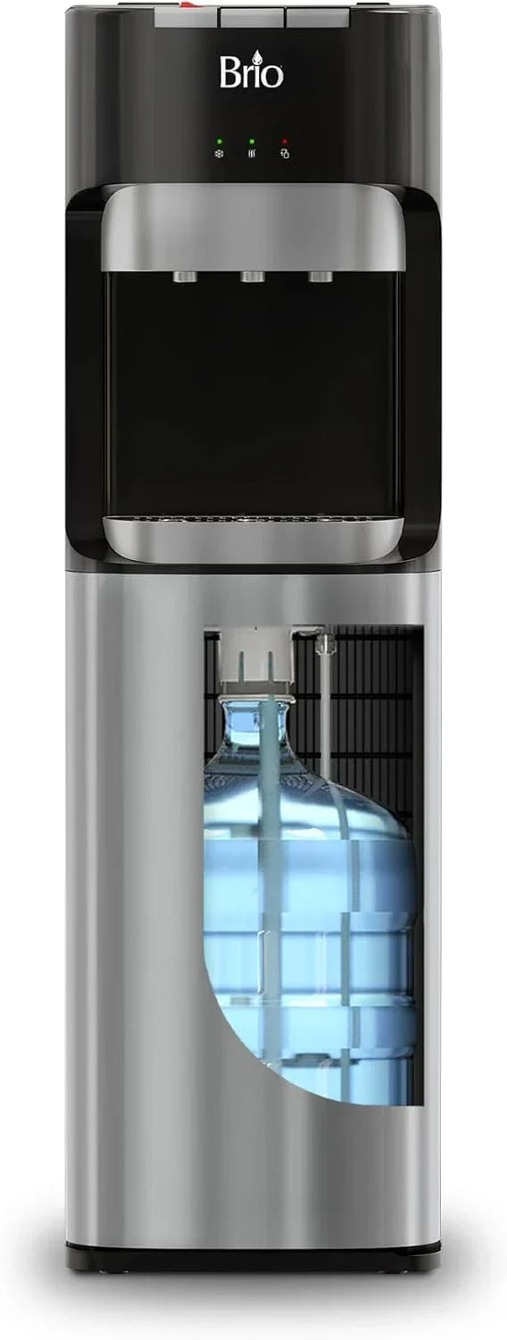 Bottom Loading Water Cooler Dispenser for 5 Gallon Bottles - 3 Temperatures with Hot, Room & Cold Spouts, Child Safety Lock, LED Display with Empty Bottle Alert, Stainless Steel D1