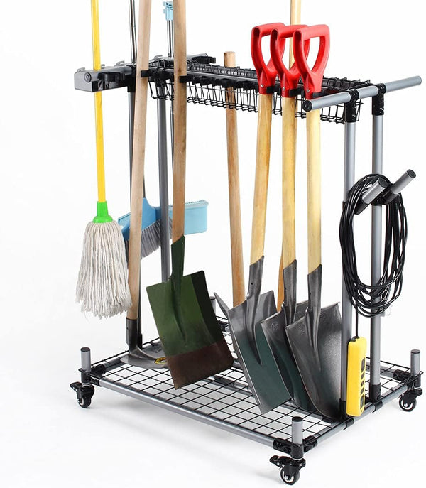 Metal Garden Tool Organizer Large Tool Rack Garage Storage Holder R0