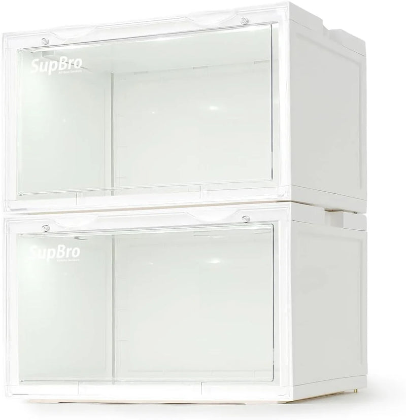 Lightning Collection Storage Box - Voice Control - Easy Access Storage Shoe Box, Stackable Shoe Storage Box, Equipped with Transparent Plastic Door, Suitable for Sports Shoes (11.2 x 14.9 x 8.8 inches (6 sets), White) Z1