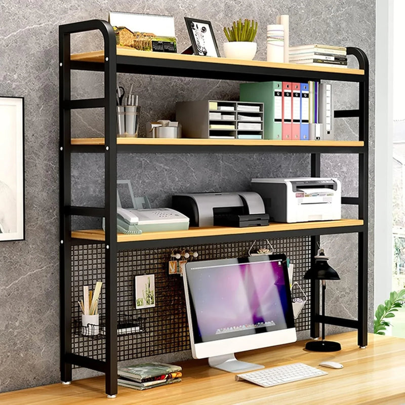 Desktop Bookshelf Adjustable Desk Bookshelf Organizer Rack - Countertop Hutch Bookshelf, 3-Tier Bookshelf Desk Shelf, All Metal Desktop Bookcase for Computer Desk, for Home, Dorm, Office Supplies (Co P3