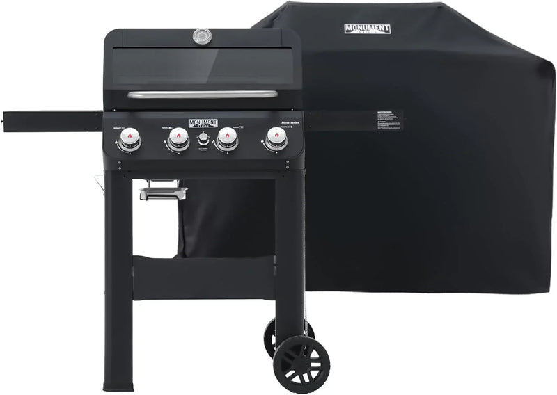 Grills 4-Burner Liquid Propane Gas Grill, Silver Stainless Steel Grill Outdoor Patio Garden Barbecue Grill with Clearview® Lid and One Foldable Shelf, Mesa400MF C2