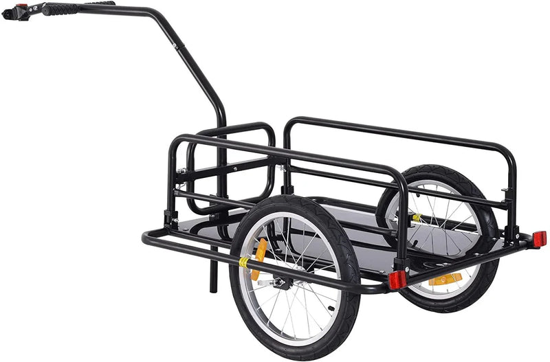 Foldable Bike Cargo Trailer, 80lbs Capacity, 16′′ Wheels, Black, with Hitch F7