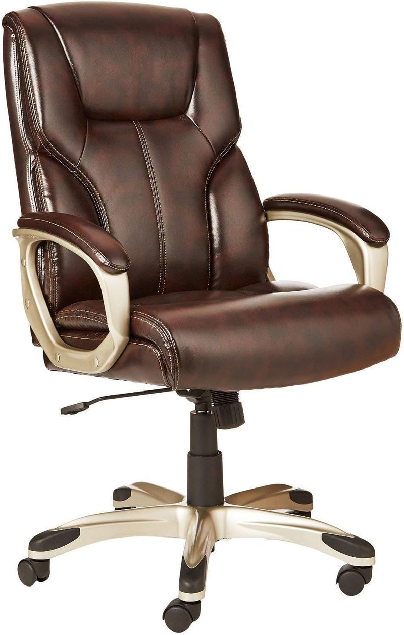 High-back executive office chair, adjustable in height, tiltable, rotatable, uniform size, white/mustard color F9