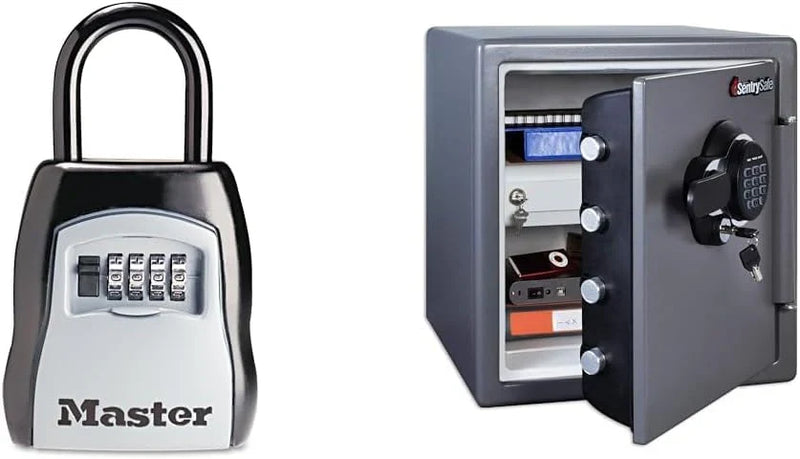 Key Lock Box, Outdoor Lock Box Bundle with SentrySafe Fireproof and Waterproof Safe, 1.23 Cubic Feet H2
