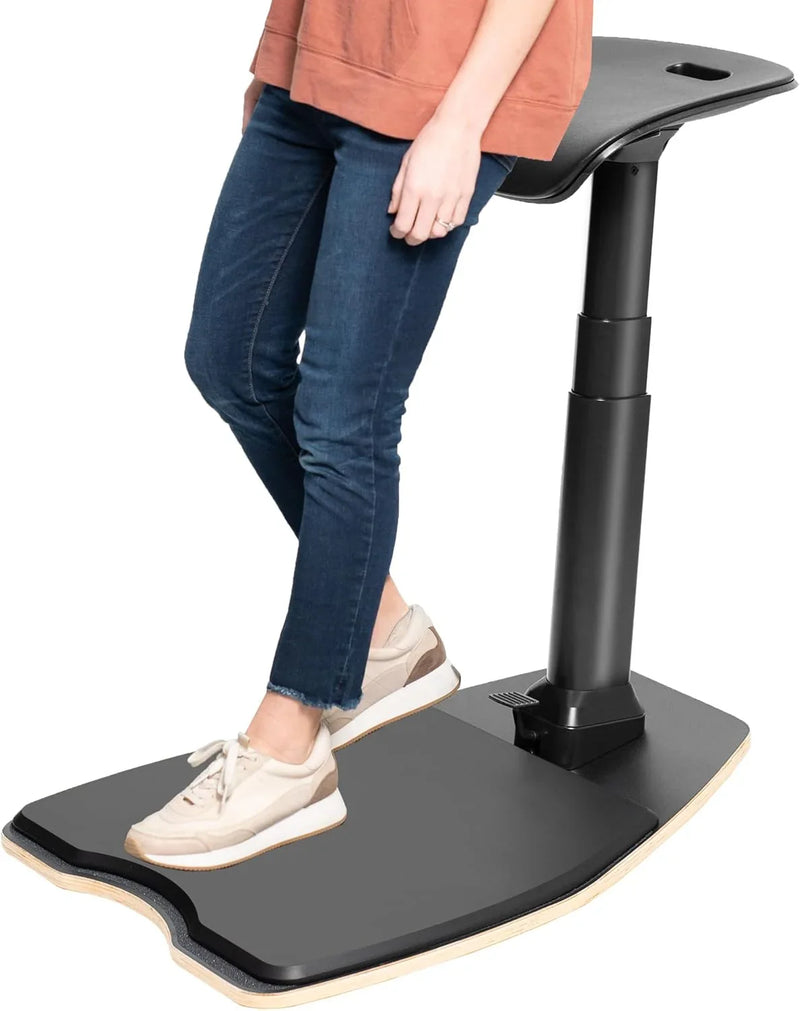 Ergonomic inclined standing desk with chair, portable height-adjustable anti-fatigue cushion, suitable for home and office, black E4