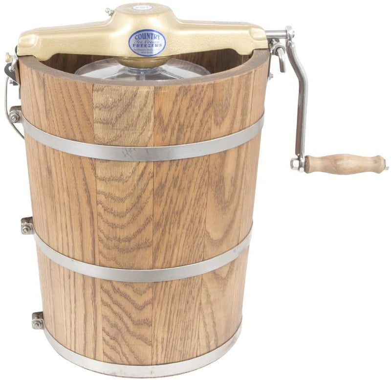 6 qt Country Ice Cream Maker – Classic Wooden Tub – Hand Crank D8