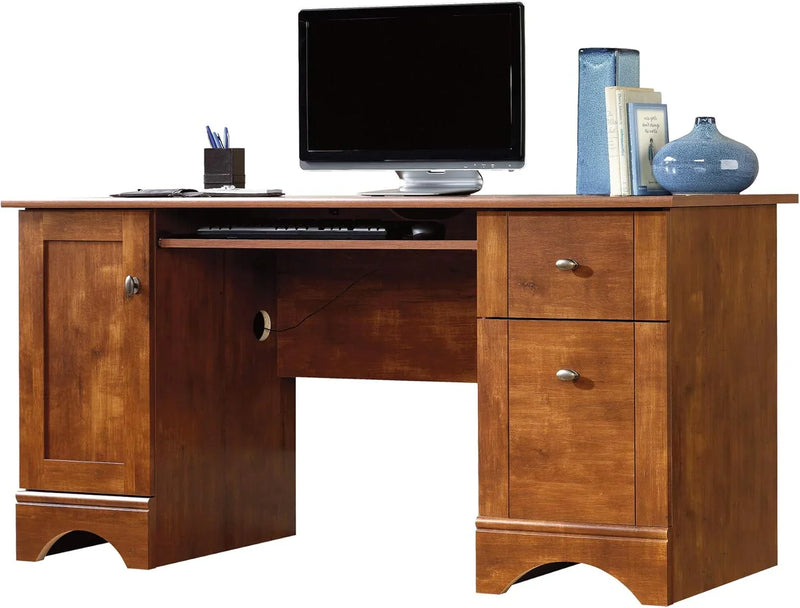 Multifunctional office computer desk, length: 59.45 inches x width: 23.47 inches x height: 29.02 inches, finished with polished maple wood material D6