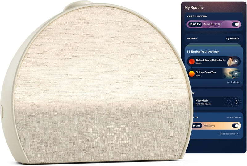 Sunrise alarm clock, audio equipment, smart lamp (rubber material) - White noise mode, screen-free sleep program N2