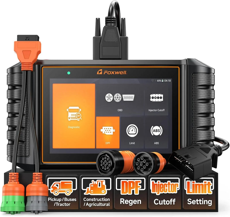 Heavy Duty Truck Scanner with DPF Regen/Injector Cutoff/Limit Setting, Full System Diesel Diagnostic Scan Tool for Cummins, Detroit, Caterpillar, Paccar, Hino & More Pickup Semi Trucks X1