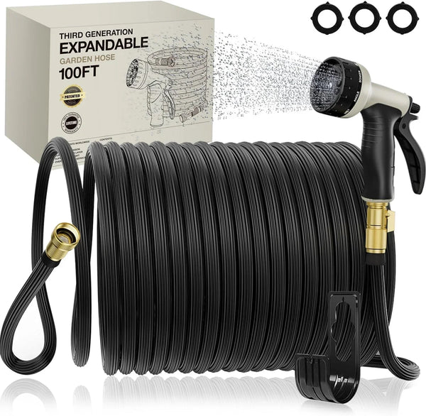 Expandable Garden Hose 100ft - New Patented Water Hose with 40 Layers of Innovative Nano Rubber C0