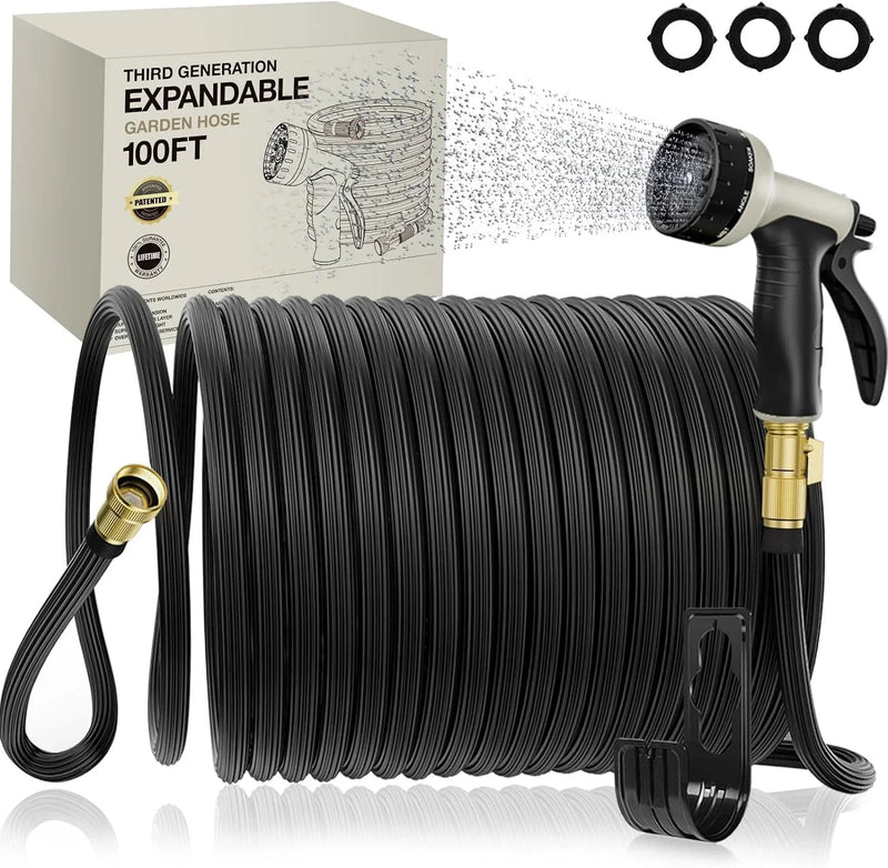 Expandable Garden Hose 100ft - New Patented Water Hose with 40 Layers of Innovative Nano Rubber C0
