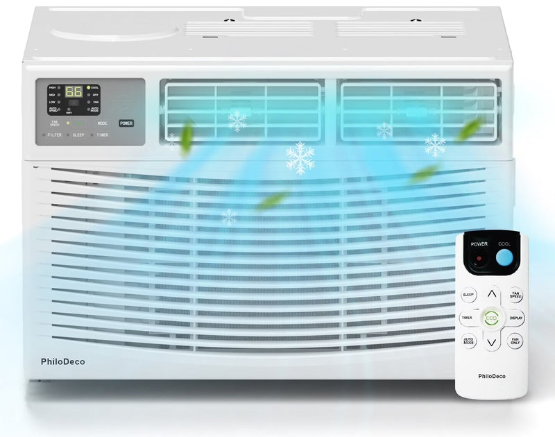 PhiloDeco 12000 BTU Window Air Conditioner 550 Sq Ft. Intelligent Ac Units, LED Display Screen, Operates Quietly, Energy-Saving. Timer ? Sleep and... S0