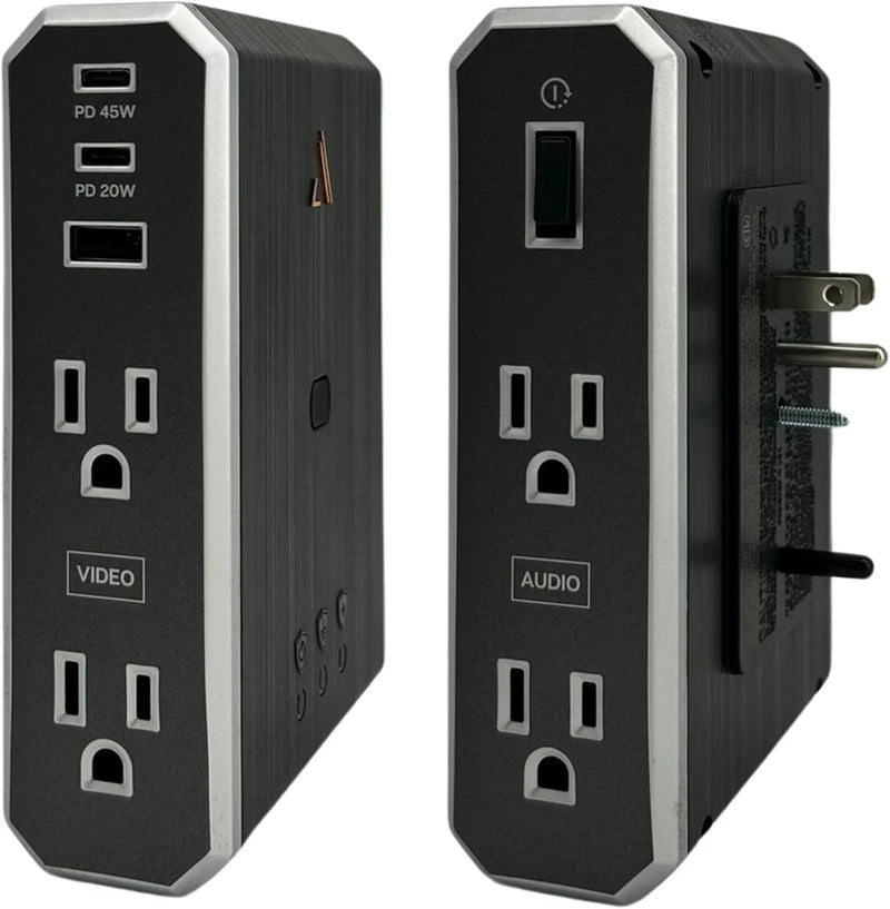 Austere VII Series Wall Power, 4 Outlets Surge Protector Power Strip, 2 USB C & 1 USB A, 2.4 amps, 45W & 20W Power Delivery | 3500 Joules, EMI/RFI Filtering, 6 Year Component Guarantee J2
