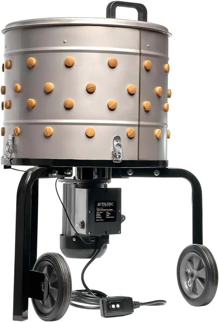 750W Chicken Plucker Poultry De-Feather Remover with 92 Soft Fingers Feather Plucking Machine 20" Drum Stainless Steel H0