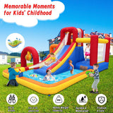 Inflatable Water Slide, 10 in 1 Water Park Bounce House with Blower, Splash Pool, 2 Slides, Water Cannon, Climbing Wall, Blow up Water Slides for Kids Outdoor Backyard
