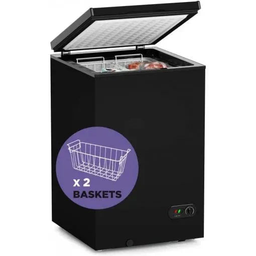 Chest Freezer – 3.5 Cu Ft with 2 Removable Baskets – Reach In Freezer Chest – Quiet Compact Freezer – 7 Temperature Settings – Black F3