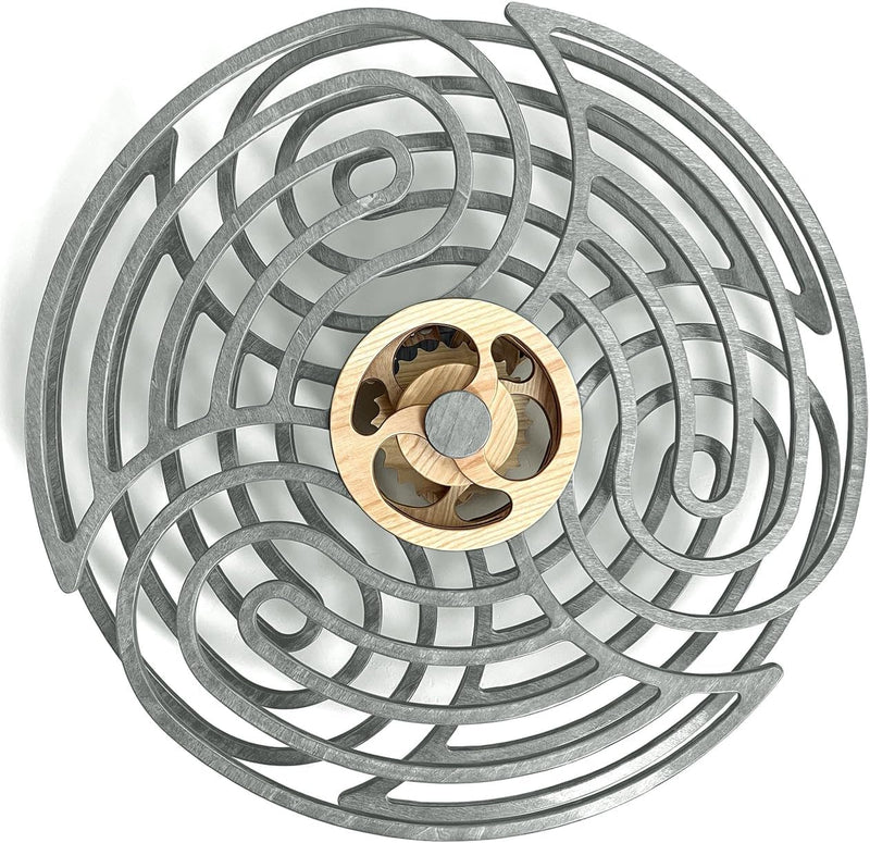 Mindsight Moving Kinetic Wall Art - Wind up to power peaceful motion (no battery) - Calming Wall Décor for Living Room, Office, Bedroom, Kitchen - Hand Crafted Wood - Ripple, Canyon Brown W5