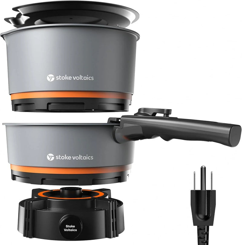 200 - 1000 watt electric camping stove, with cookware, 120 volt portable outdoor cooking set, windproof cookware, suitable for RVs, electric vehicles, off-road travel, RV life, car camping B9