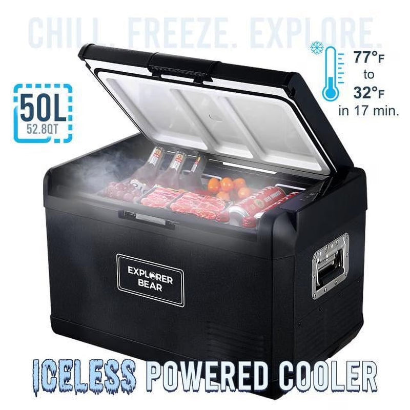 12V Car Fridge 50L 12/24V DC 110-240V AC Portable Freezer Compressor Cooler 0 H-50 H 3-Year Warranty T5