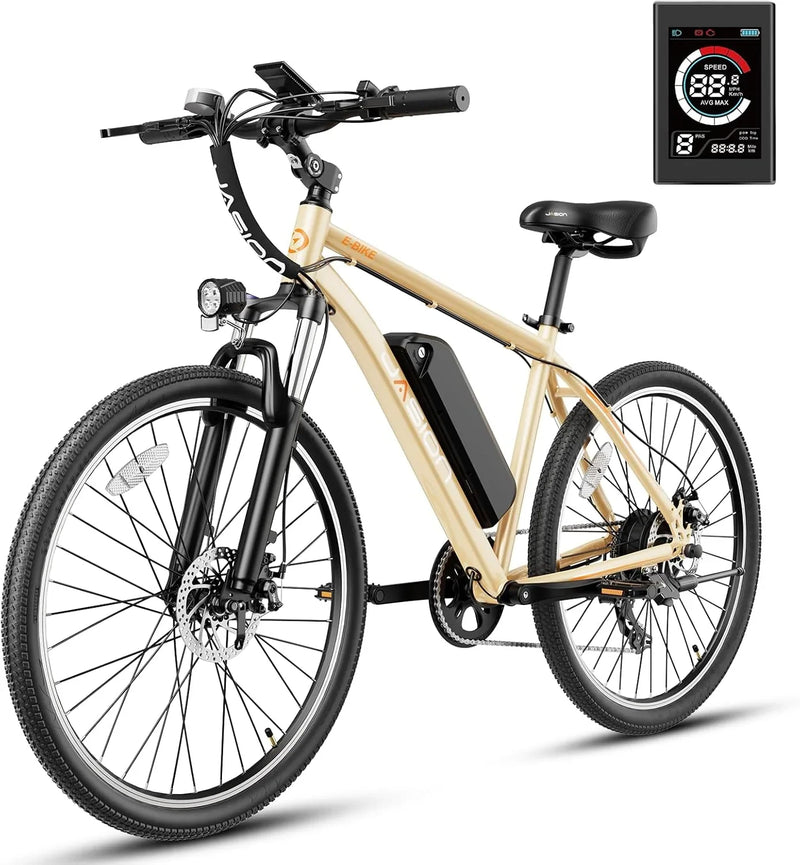 EB5 Electric Bike for Adults with Peak 500W Brushless Motor, 40Miles 20MPH Commuting Electric Mountain Bike with 360Wh Removable Battery, 7-Speed, 26" Tires and Front Fork Suspension H0