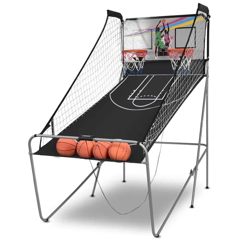 Foldable Indoor Basketball Arcade Game with 4 Balls Electronic Double Shot LED Scoring System for Kids Adults L9
