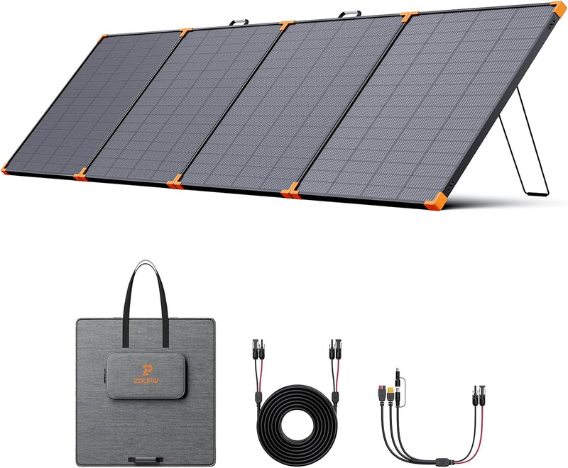 350-watt portable solar panel, suitable for power stations, hurricane emergency supplies, 43-volt foldable solar charger (25% efficient, IP68 waterproof rating, 4 reinforced stands, suitable for camping and RV travel) B6