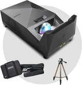 Projector ultra-short focal length portable outdoor family courtyard movie night projector, waterproof projector, 1080p resolution, 1500 lumens, supports Bluetooth and built-in battery, compatible with iOS TV platform