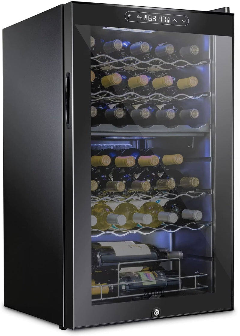 Schmecke Wine Fridge, Dual Freestanding Wine Refrigerator, 33 Bottle Wine Cooler S8