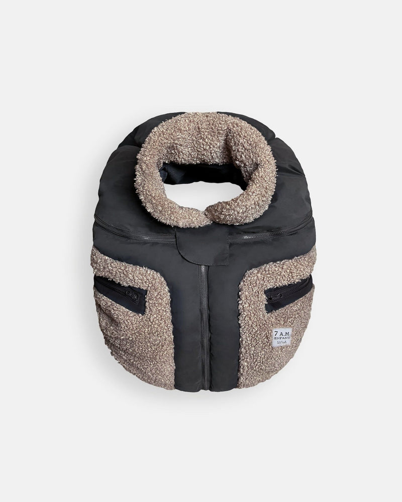 7AM Enfant Car Seat Cocoon - Black - Applique Oatmeal J4
