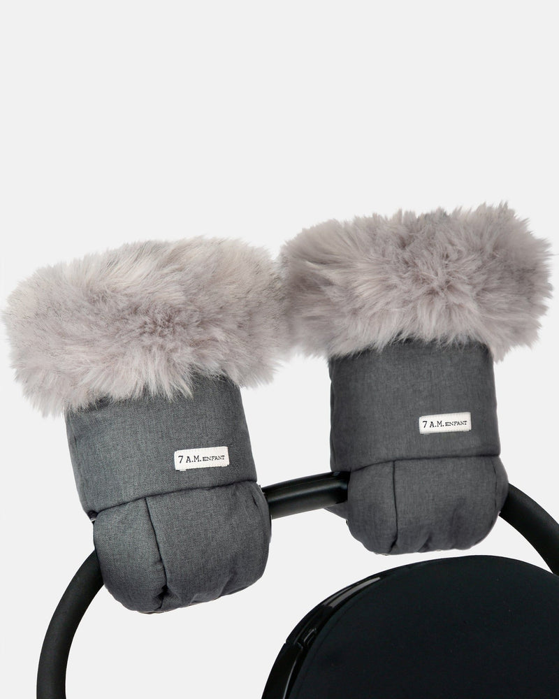7AM Enfant Warmmuffs - Heather Grey Dark Faux Fur X5