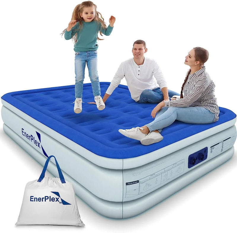 EnerPlex Queen Air Mattress with Built-in Pump - 16 Inch Double Height Inflatable Mattress for Camping D9