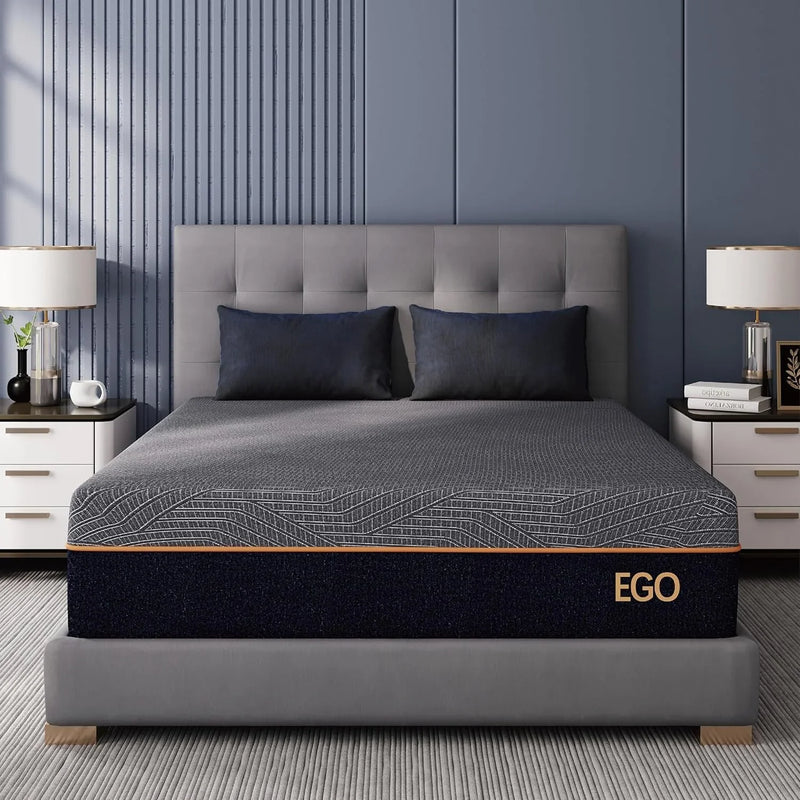 S14 Inch King Size Memory Foam Mattress for Back Pain, Cooling Gel Mattress Bed in a Box, Made in USA, CertiPUR-US Certified, Therapeutic Medium Mattress, 76x80x14 Black Y0