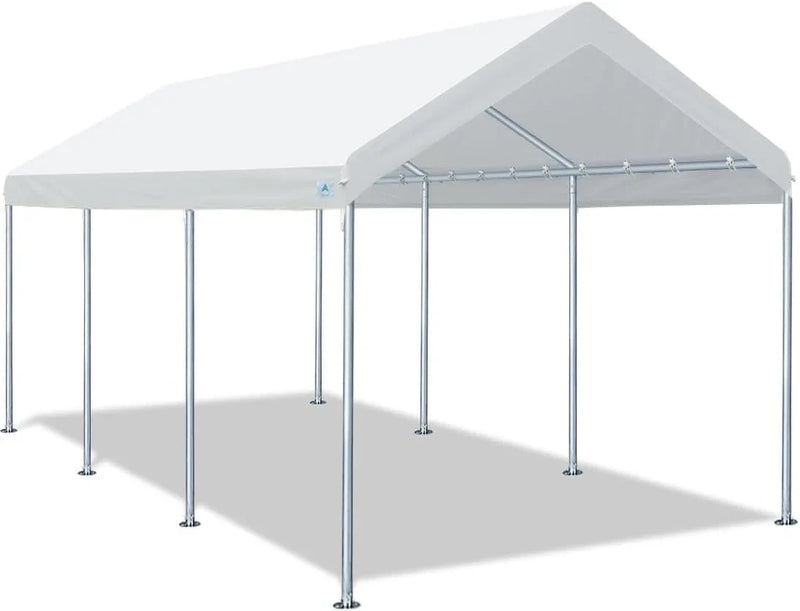 10x20 ft Heavy Duty Carport Potable Car Canopy Garage Party Tent Boat Shelter, Adjustable Height from 9.5 ft to 11 ft, Beige N0
