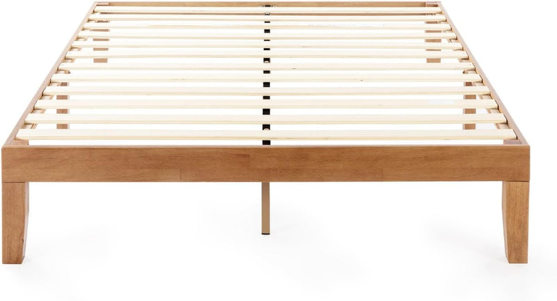 12" Classic Solid Wood Platform Bed Frame w/Wooden Slats (No Box Spring Needed), Natural, Queen Size N1