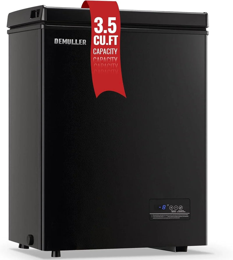 Chest Freezer 5.0Cubic Feet Deep Freezer Freestanding Freezers with 2 Removable Stainless Steel Basket, Mini Freezer Top Open Door Compact Freezer with Electronic Control 41℉ to -15℉BLACK E0