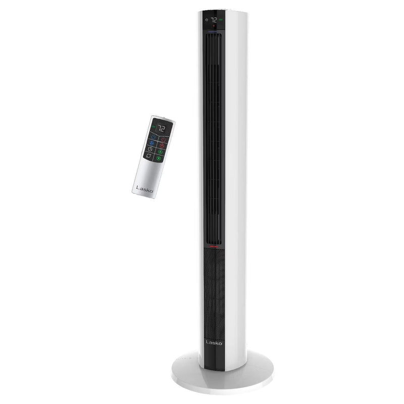 Lasko 42 in 1500W All Season Tower Fan Space Heater with Timer and Remote, White, FH500 P4