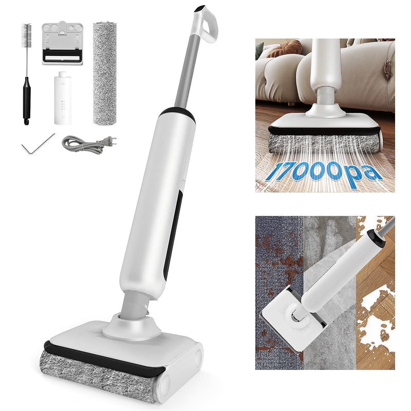 HABIUBIU Vacuum Mop All in One, Wet Dry Vacuum Cleaner, Cordless Cleaner Machine for Tile Hardwood Floor, Self Cleaning Electric Mop with 180 Lie-Flat J3