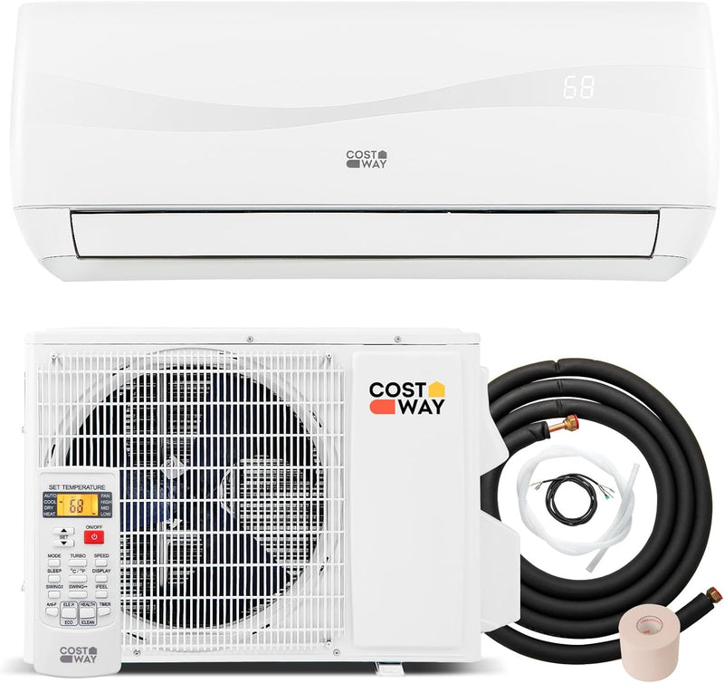 12000-watt mini split air conditioner and heater, 20 energy efficiency rating, 115 volts, wall-mounted tubeless air conditioning unit, capable of cooling rooms with an area not exceeding 750 square feet, energy-efficient inverter air conditioner equi F1
