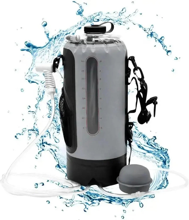 Outdoor sports water bag, portable solar shower set, with pressure foot pump, foldable travel water storage device, suitable for camping, beaches, travel and activities. N0