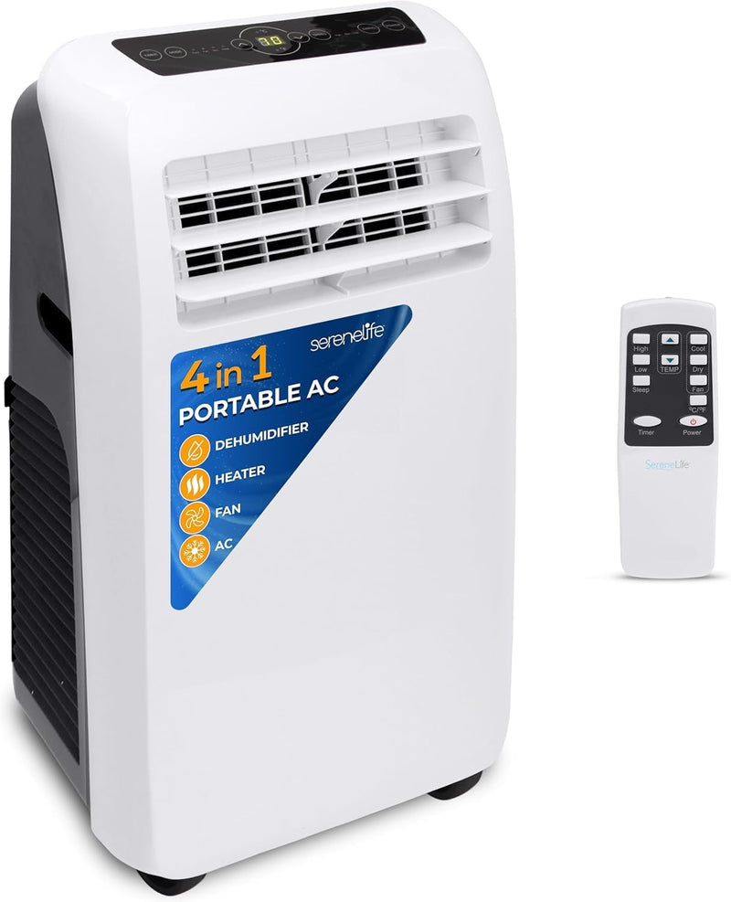 10,000 BTU Portable Air Conditioner– 4-in-1 AC Unit w/Cooling, Dehumidifier, Heater, & Fan– Includes Remote Control, Window Mount Kit, Quiet Operation, 24-Hour Timer H0