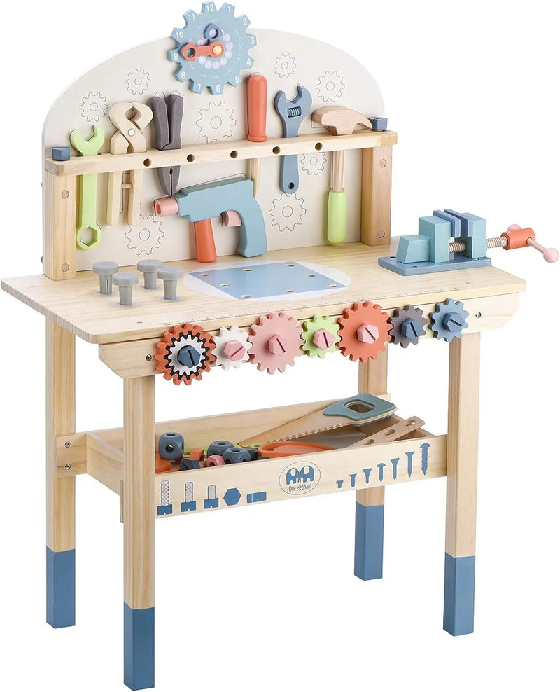 Children's tool table toys game workbench wooden tool table workshop workbench with tool set wooden construction workbench toys J0