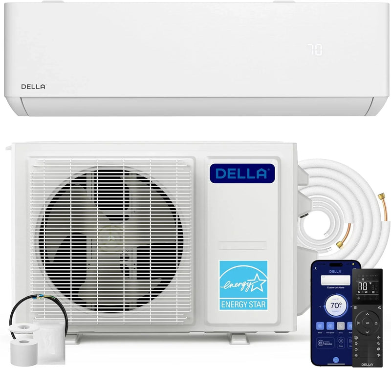 Hyper Heat Lower as -13°F 9,000 BTU WiFi Mini Split,Work with Alexa,Energy Star 115V 23 SEER2,Cools Up to 400 Sq. Ft,Inverter AC with 0.75 Ton Pre-Charged Heat Pump & 16.4ft Installation Kits M4