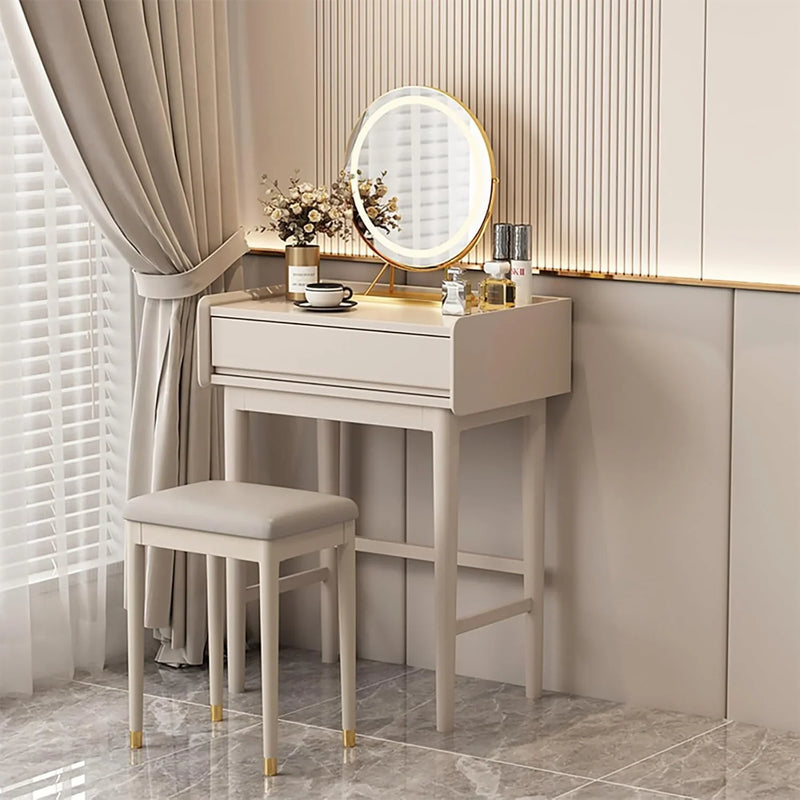 Makeup Vanity Desk with Drawers with Cushioned Stool Modern Vanity Desk Bedroom Vanity Set with Detachable Mirror and Makeup Box for Bedroom Girls Women O0