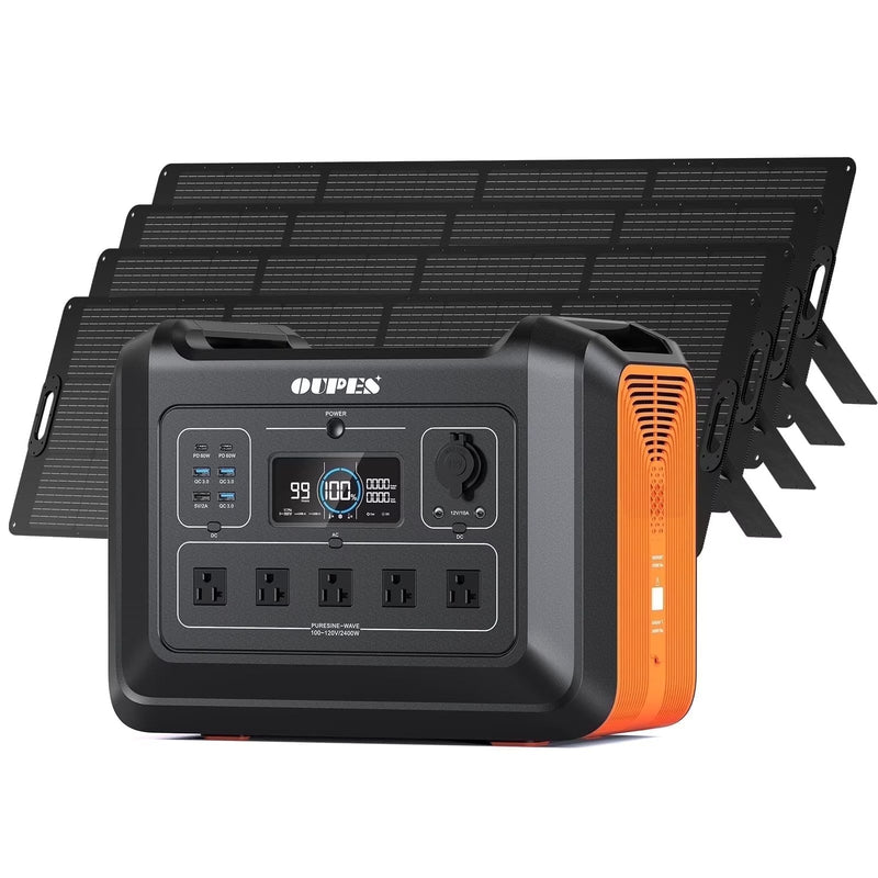 OUPES 2400W 2232Wh Portable Power Station with 4x240W Solar Panel,Solar Generator for Outdoor Camping,Home Backup,Emergency,RV G0