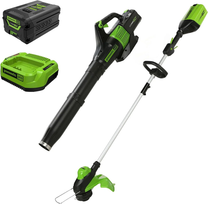 60V 13" Cordless String Trimmer & Leaf Blower Combo Kit, 4.0 Ah Battery and Charger Included I4
