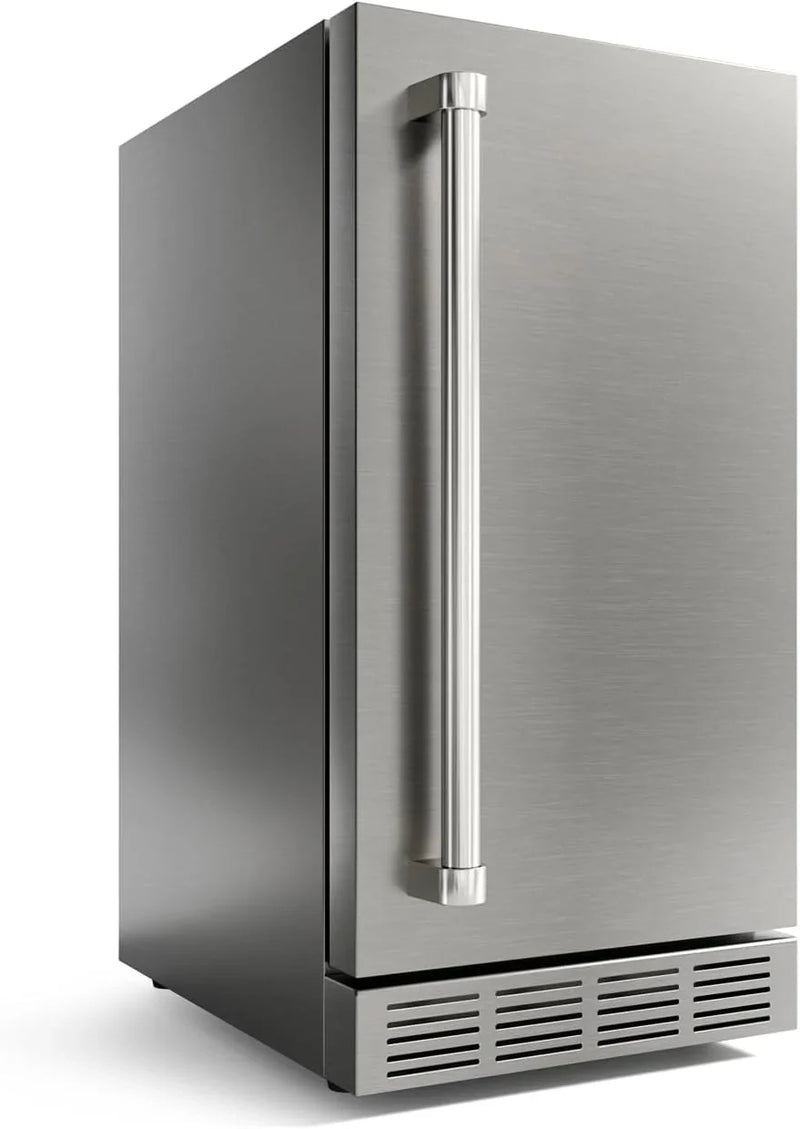 15 Inch Outdoor Refrigerator, Weather Proof Stainless Steel Beverage Beer Cooler Under Counter Fridge, Indoor/Outdoor Refrigerator with 3 Shelves for Patio Kitchen and Commercial Use F7