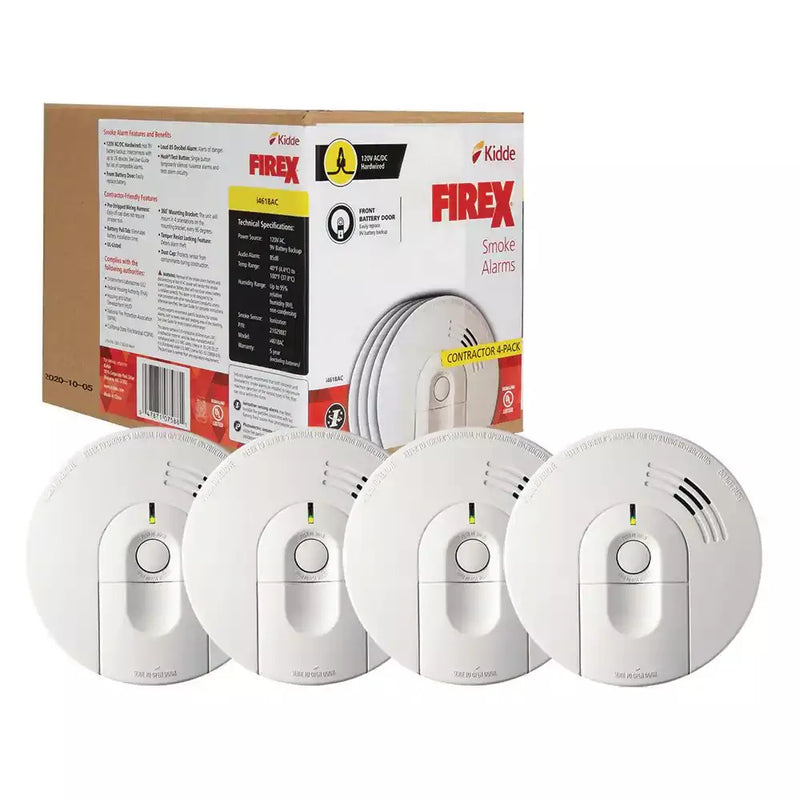 i4618 4-Pack Hardwired Smoke Alarm with Ionization Sensor, 120V AC, 9V Battery Backup Z5