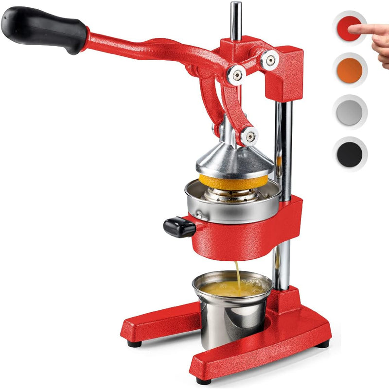 Citrus juicer | Extra-large commercial-grade manual press | Heavy-duty countertop orange juice extractor (with stainless steel cup) (black) A9